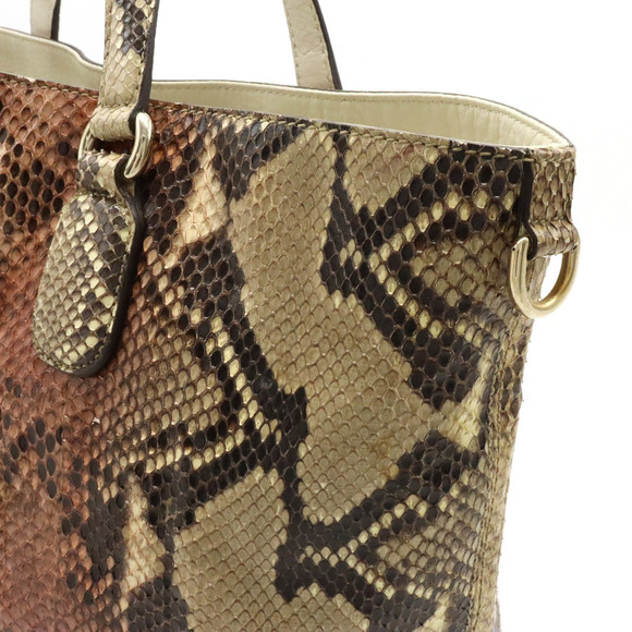 Gucci Soho Fringe Tassel Large Tote Bag Python Leather Beige Bordeaux - Picture 6 of 7